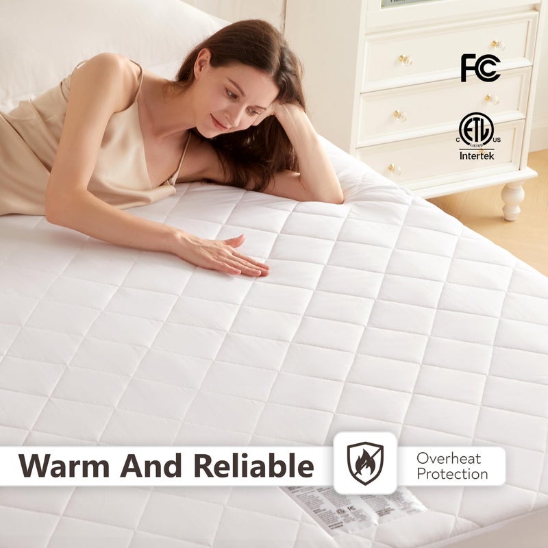 Wapaneus Heated Mattress Pad Queen Size 10 Heat Settings & Dual Control with 1-12 Hours Timer Auto Off,Deep Pocket Fits up to 18",Microfiber Bed Warmer,ETL Listed Machine Washable,60"x80" - Image 2