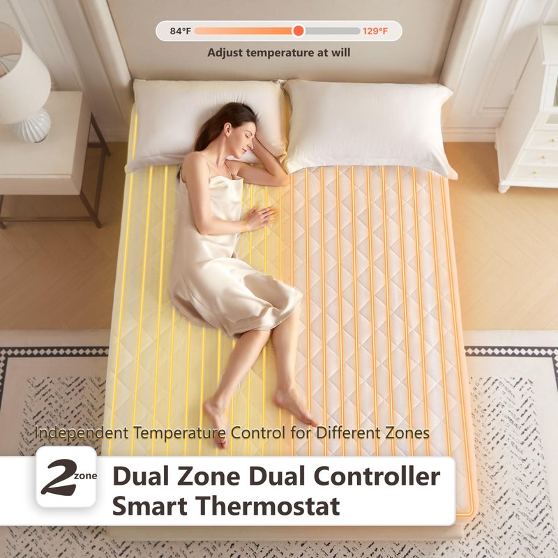 Wapaneus Heated Mattress Pad Queen Size 10 Heat Settings & Dual Control with 1-12 Hours Timer Auto Off,Deep Pocket Fits up to 18",Microfiber Bed Warmer,ETL Listed Machine Washable,60"x80" - Image 3