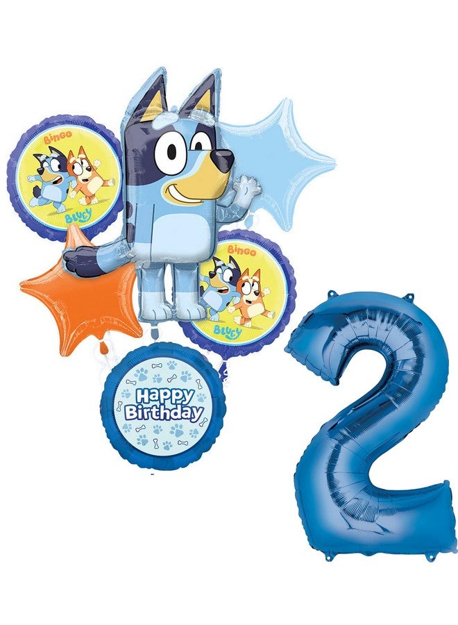 Anagram Bluey 2nd Birthday Party Supplies Foil Balloon Bouquet Decorations - Image 1