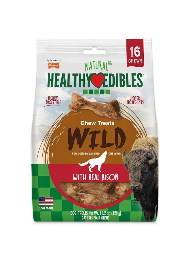 Nylabone Healthy Edibles WILD Natural Long-Lasting Dog Treats - Dog Bone Treats - Bison Flavor, Small (16 Count) 