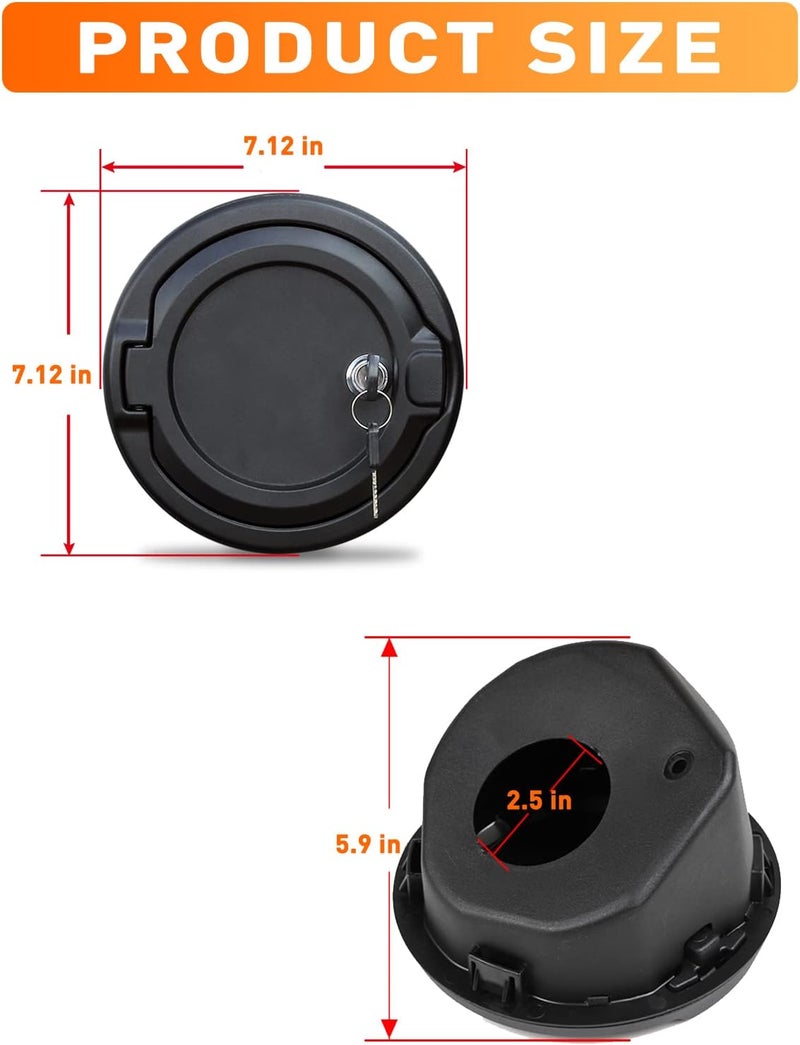 Savadicar Locking Gas Cap Cover for 2018-2023 Jeep Wrangler JL JLU - Black ABS & Aluminum Alloy - Image 5