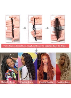 Leeven 2 Pcs Passion Twist Braiding Hair For Butterfly Locs Natural Black Water Wave Crochet Passion Twist Hair For Women 18 Inch Long Bohemian Braids Synthetic Crochet Hair 1B#  - Image 5