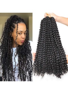 Leeven 2 Pcs Passion Twist Braiding Hair For Butterfly Locs Natural Black Water Wave Crochet Passion Twist Hair For Women 18 Inch Long Bohemian Braids Synthetic Crochet Hair 1B#  - Image 2
