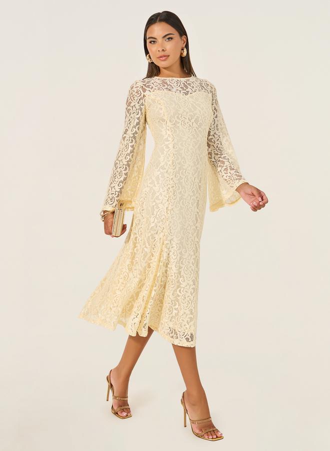 Styli Lace Flared Sleeve Dress - Image 1