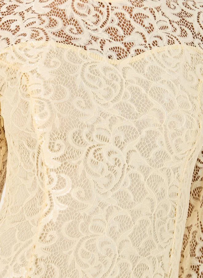 Styli Lace Flared Sleeve Dress