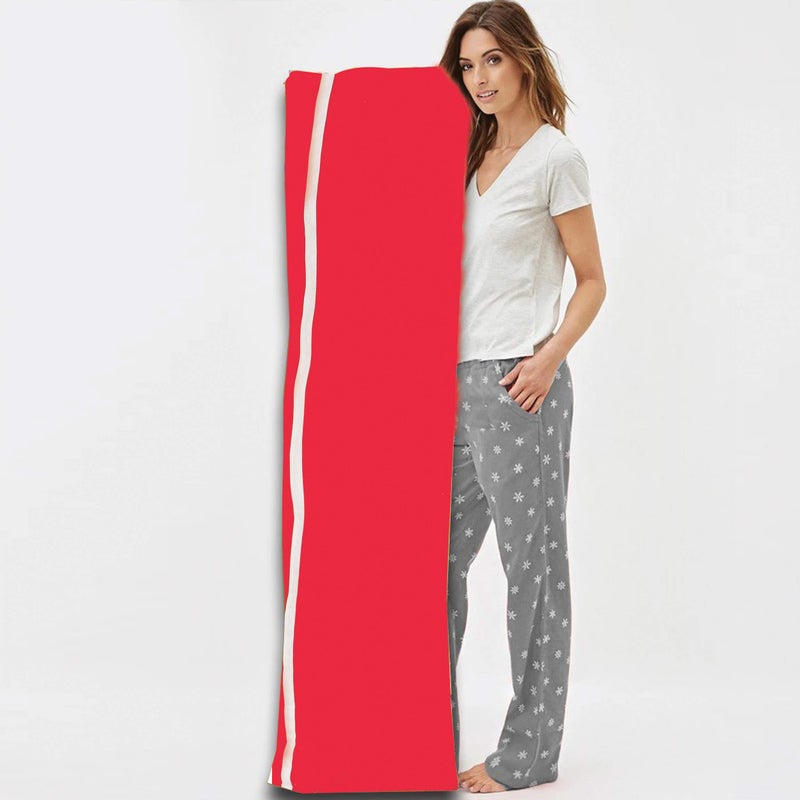 GET IT Long Body Rectangular Microfiber Pillow (Red, 20"x72" inches (i.e 50x180 Cms) [6 ft Long]) - Image 1