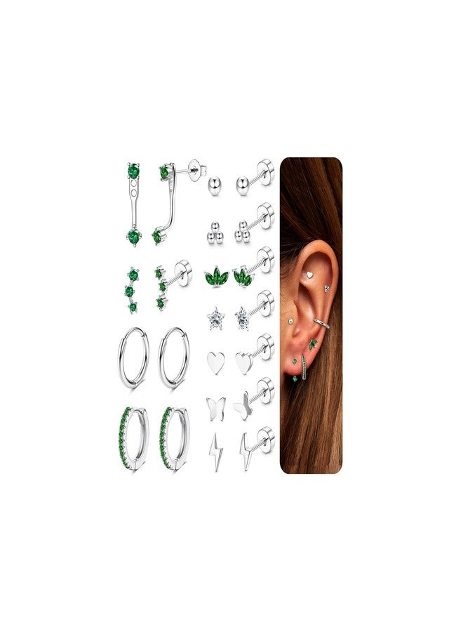 SAILIMUE Hypoallergenic Flat Back Earrings Gold Earrings Stacks Set Surgical Stainless Steel Cartilage Earring for Women Dainty Flatback Stud Small Hoop Earring Sets for Multiple Piercing - Image 1