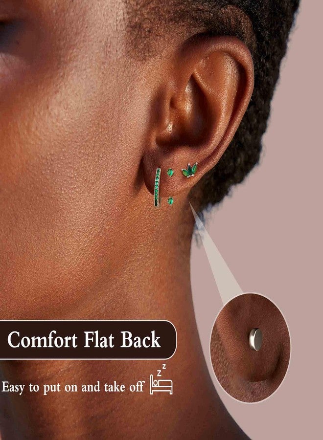 SAILIMUE Hypoallergenic Flat Back Earrings Gold Earrings Stacks Set Surgical Stainless Steel Cartilage Earring for Women Dainty Flatback Stud Small Hoop Earring Sets for Multiple Piercing - Image 3