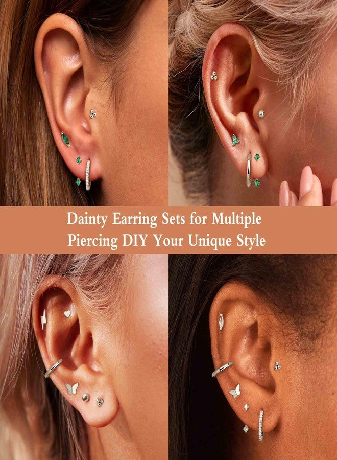 SAILIMUE Hypoallergenic Flat Back Earrings Gold Earrings Stacks Set Surgical Stainless Steel Cartilage Earring for Women Dainty Flatback Stud Small Hoop Earring Sets for Multiple Piercing - Image 2