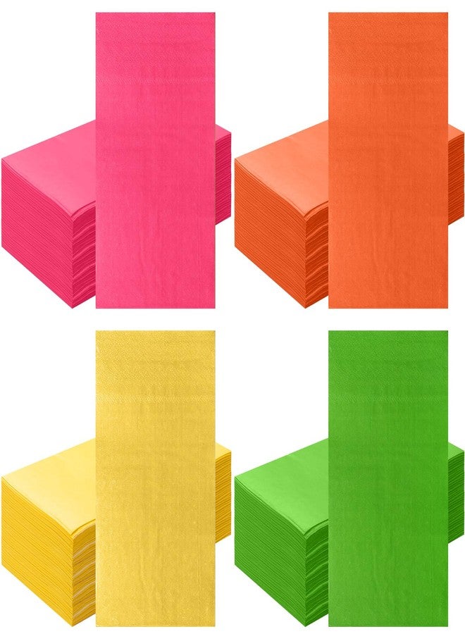 Engrowtic 100 Pcs Colored Paper Napkins Baby Shower Disposable Dinner Napkins Neon Soft Absorbent Paper Hand Towels for Baby Boy Shower Party Bathroom Kitchen Wedding Birthday Party, 4 Colors - Image 1