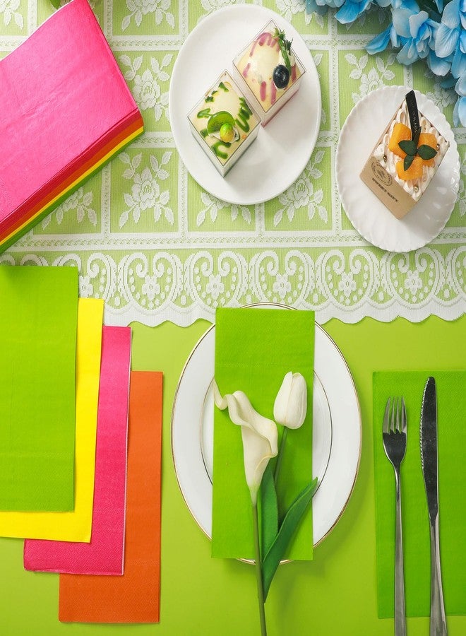 Engrowtic 100 Pcs Colored Paper Napkins Baby Shower Disposable Dinner Napkins Neon Soft Absorbent Paper Hand Towels for Baby Boy Shower Party Bathroom Kitchen Wedding Birthday Party, 4 Colors - Image 4