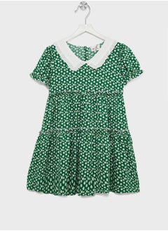 Girls Casual Printed Ruffle Dress