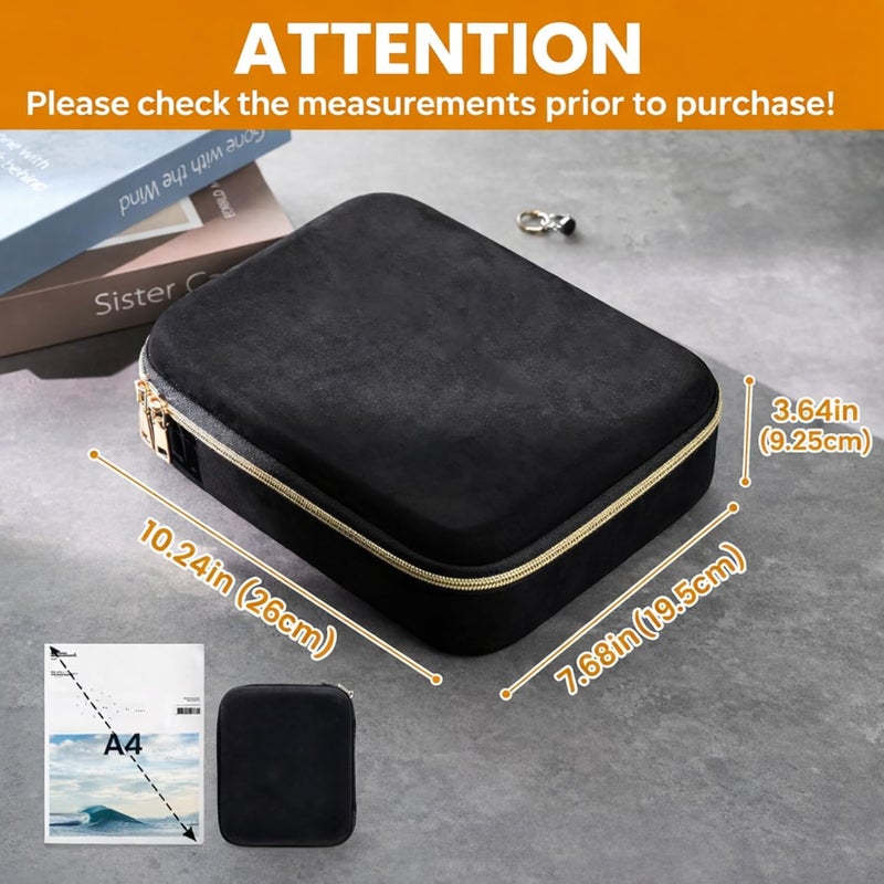 ProCase Mens Extra Large Jewelry Storage Case, 3 Slots Travel Watch Accessories Carrying Box, Glasses Necklaces Rings Bracelets Zippered Organizer Bag for Male -Black - Image 2