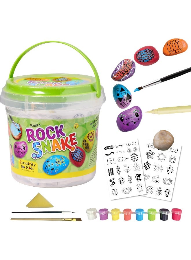 Creativity for Kids Rock Snake Bucket Kit - DIY Craft for Kids (Ages 6+) - Create 20 Colorful Smooth Stones - Image 1