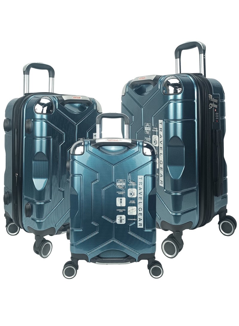 VIPTOUR Trolley Luggage Set of 3 PCS TPC Hard Side Spinner Wheels with TSA Lock - Image 1