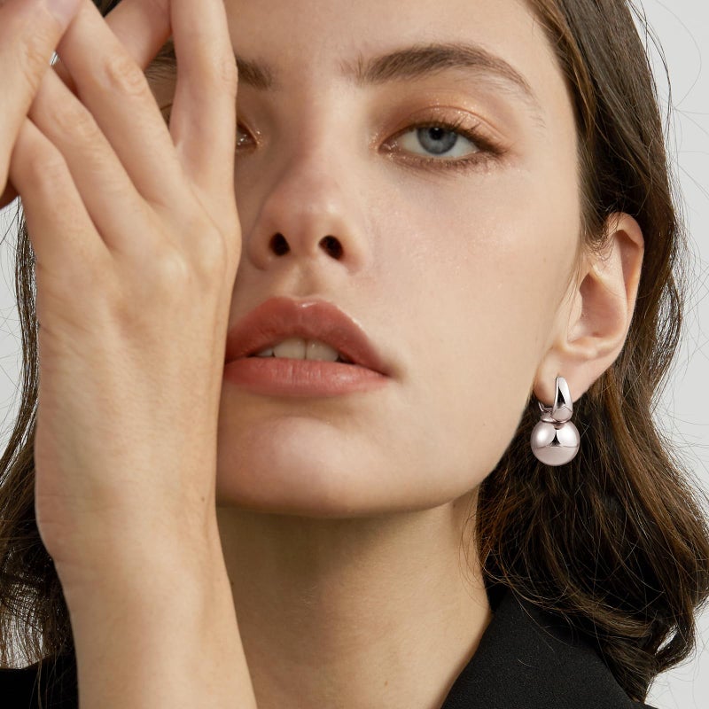 KesaPlan Ball Dangle Earrings for Women Ball Drop Earrings Hypoallergenic Round Hoop Earring Leverback Lightweight Earrings Fashion - Image 3