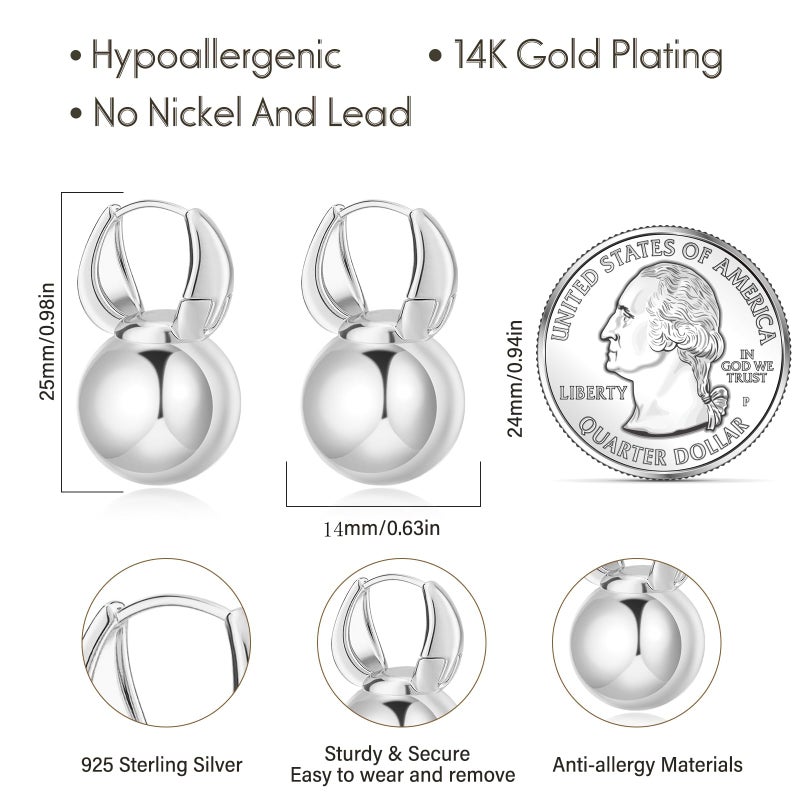 KesaPlan Ball Dangle Earrings for Women Ball Drop Earrings Hypoallergenic Round Hoop Earring Leverback Lightweight Earrings Fashion - Image 5