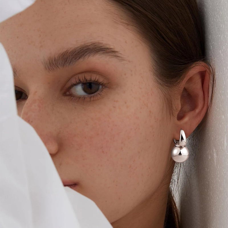 KesaPlan Ball Dangle Earrings for Women Ball Drop Earrings Hypoallergenic Round Hoop Earring Leverback Lightweight Earrings Fashion - Image 2