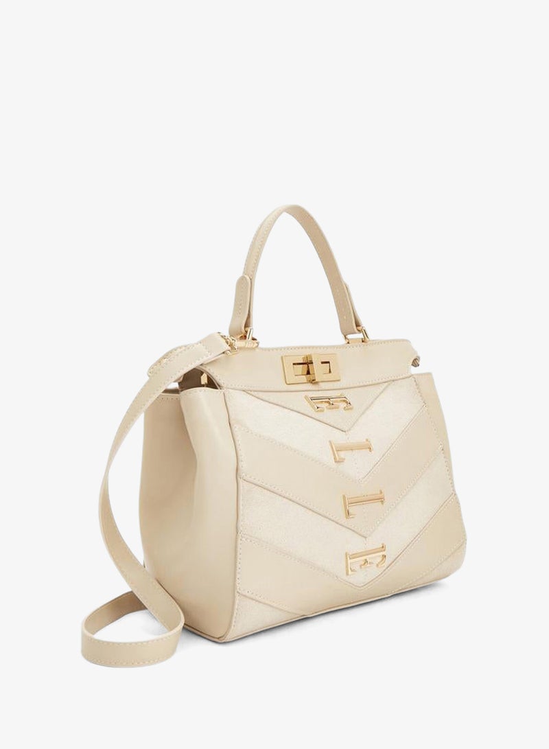 ELLE Women Chevron Suede Tote Bag With Detachable Strap - Image 3