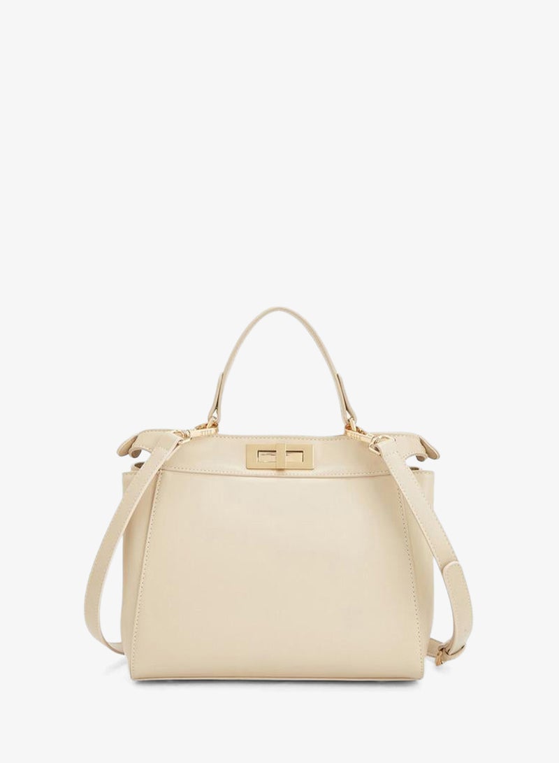 ELLE Women Chevron Suede Tote Bag With Detachable Strap - Image 5