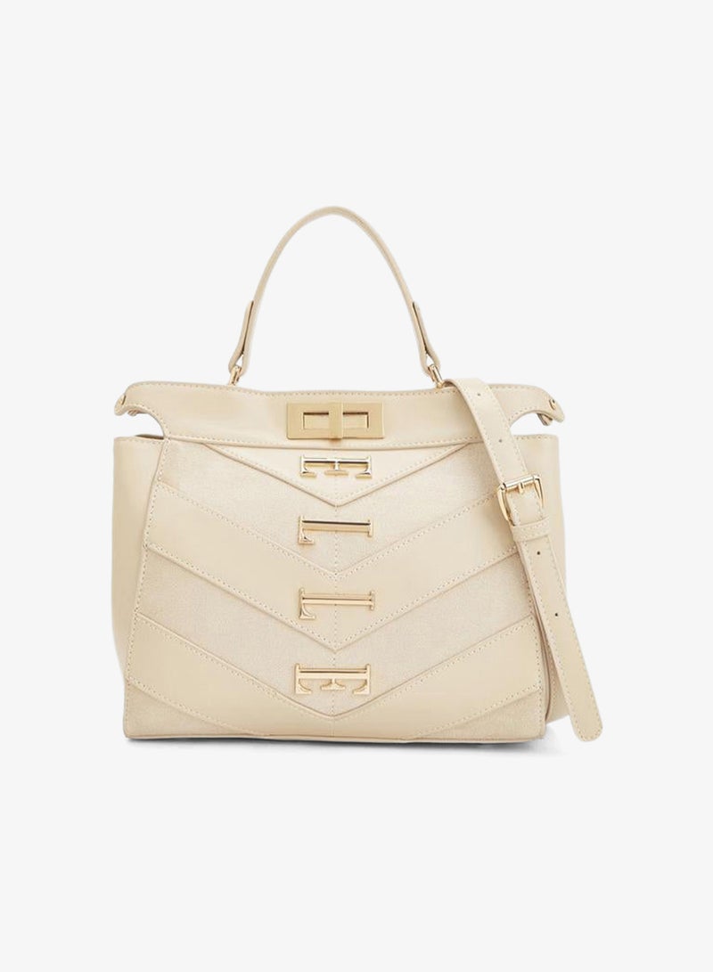 ELLE Women Chevron Suede Tote Bag With Detachable Strap - Image 1