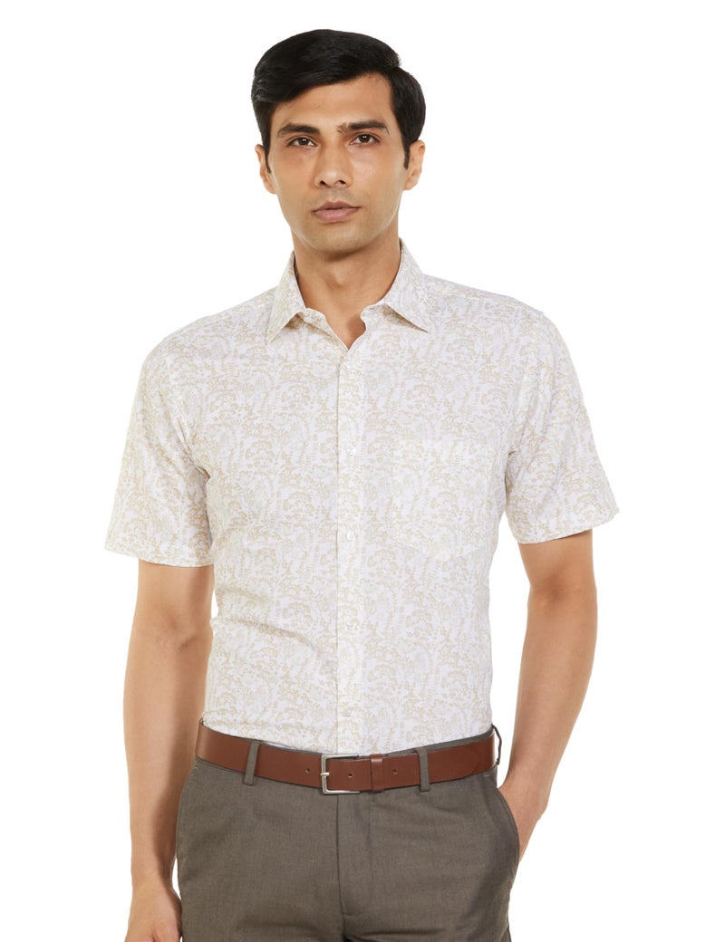 Van Heusen Men's Regular Fit Shirt (VHSHFCUBC42776_Beige - Image 5