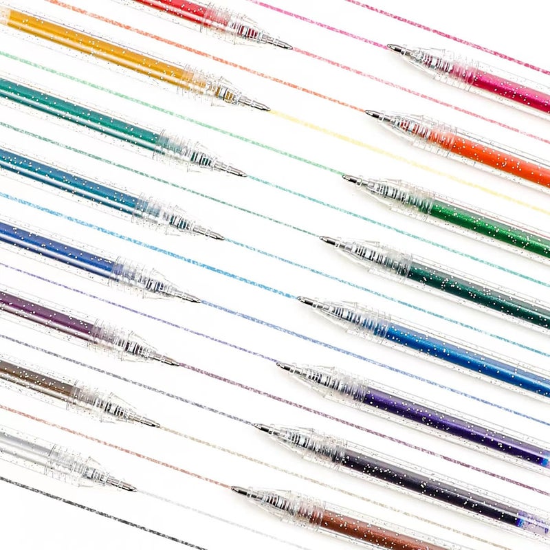 Grabie glitter gel pens 18 Colors,Metallic Vibrant Sparkle gel pens for coloring,Retractable Sparkle glitter markers,glitter pens for adults,colored gel pens for Adult Coloring Books and Drawing - Image 2