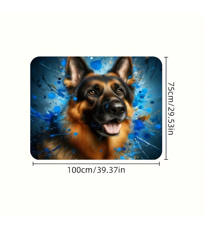 1pc Artistic German Shepherd Print Car Trunk Mat 75cmx100cm 29inchx39inch Vibrant Blue And Orange Dog Design Non Slip Backing Suitable For Most Vehicles Automobile Storage Perfect Gift - Image 3