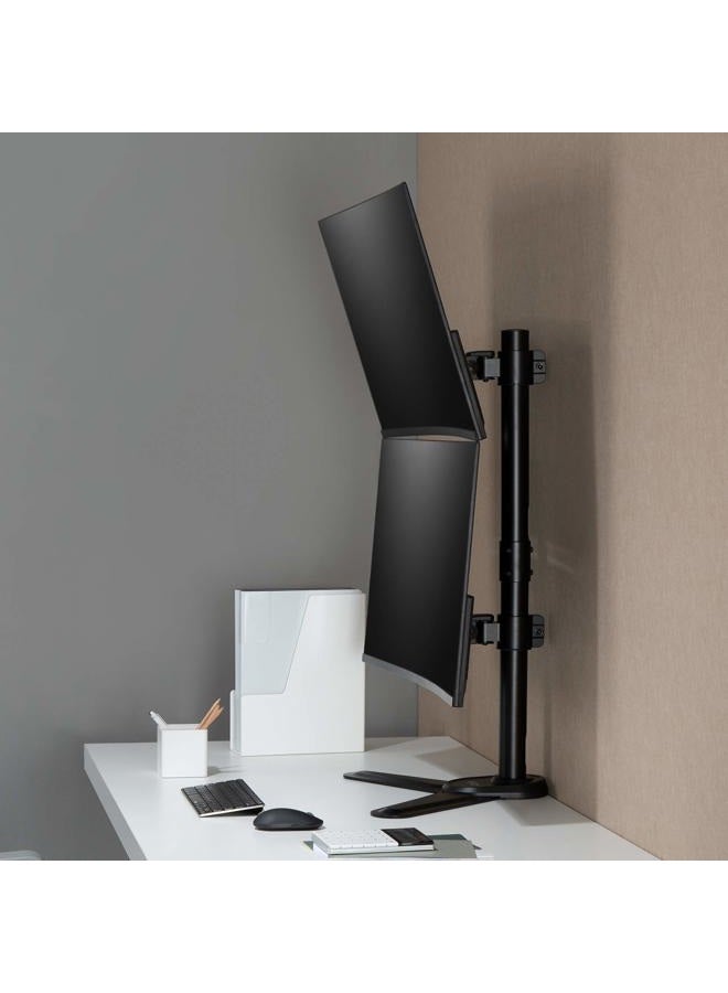 AVLT 38" Vertical Ultrawide Monitor Mount Stand Two Stacked 26.5 lbs Screens on Heavy-Duty Pole Save Workspace with Fine-Tune Height Tilt Swivel Rotate Adjustment Free Standing Sturdy Base - Image 4