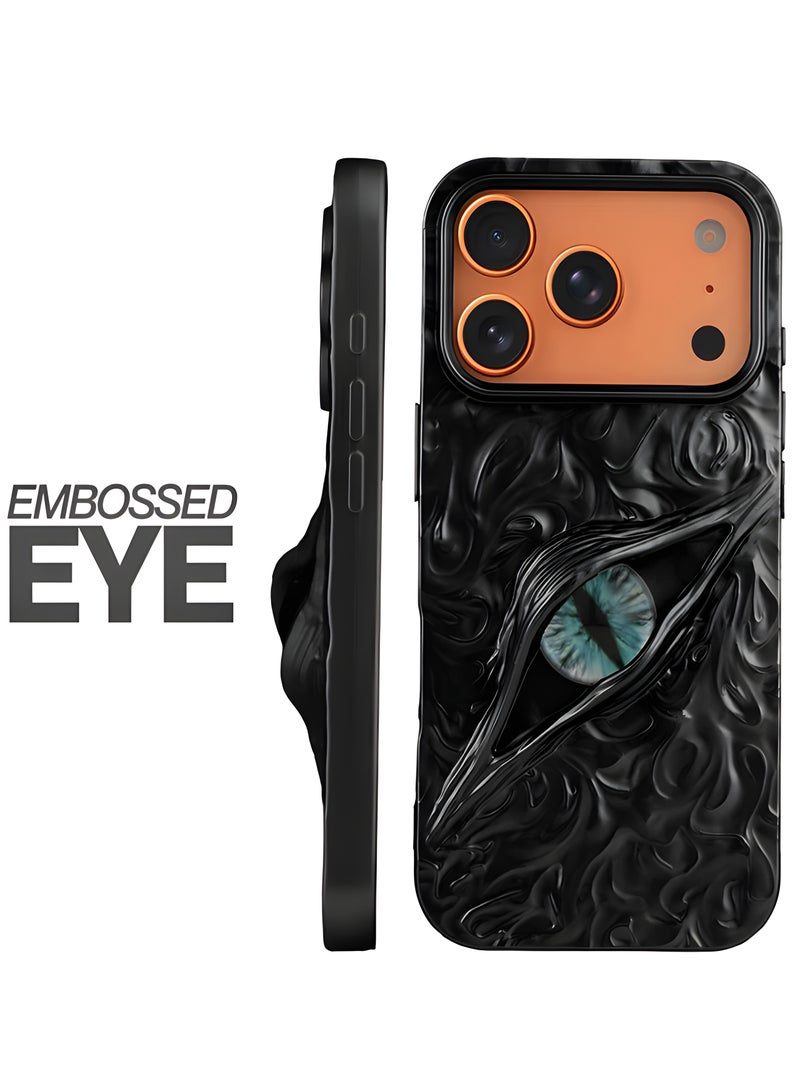 Premium phone case compatible with iPhone 17 Pro Max, luxury 3D mysterious eye design, durable shockproof and scratch resistant material, comfortable grip, modern stylish look, Black - Image 2