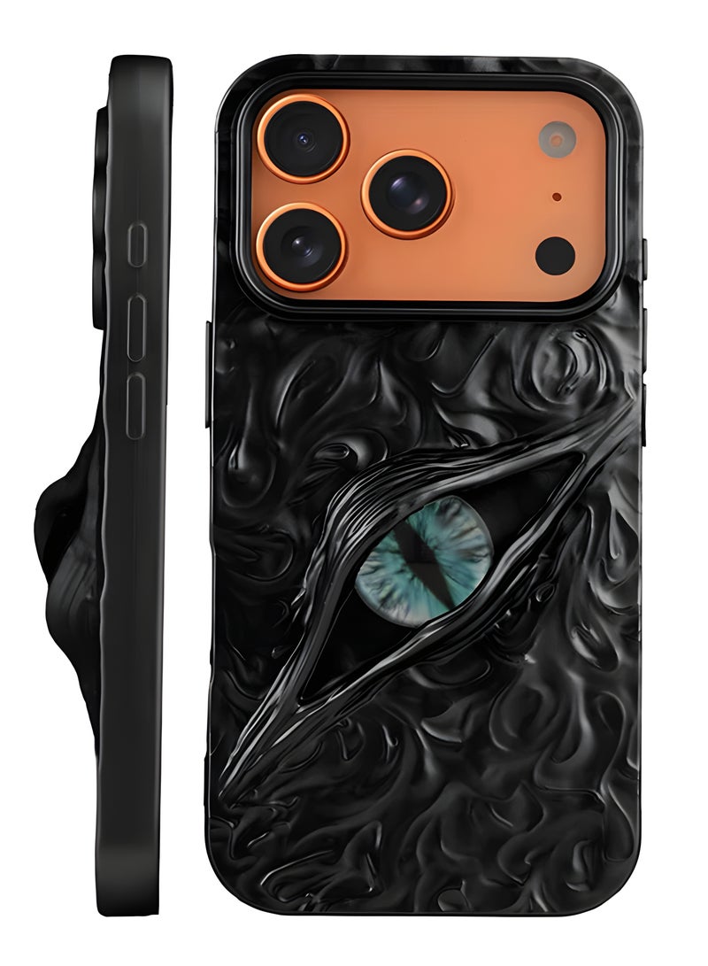Premium phone case compatible with iPhone 17 Pro Max, luxury 3D mysterious eye design, durable shockproof and scratch resistant material, comfortable grip, modern stylish look, Black - Image 1