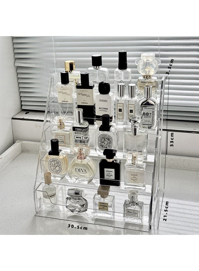 هاي هيلوك الرف العمودي ذو 5 طبقات مصنوع من الأكريليك الشفاف، يُستخدم لتخزين طلاء الأظافر، والعطور، والزيوت الأساسية، والنظارات الشمسية، ومستحضرات التجميل. - Image 4