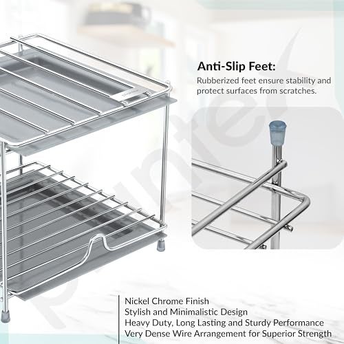 Plantex Matka Stand/Stainless Steel 2-Tier Matka Stand for Kitchen/Square Water Pot with Tray - 8 X 7.5 inch (Chrome), Free Standing, Tiered Shelf - Image 5