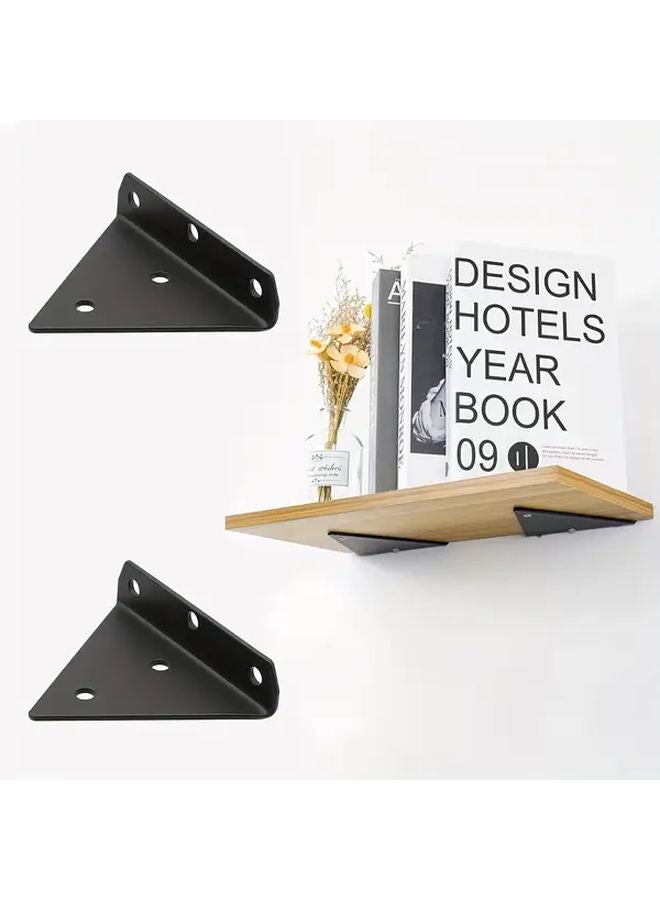 4 Pack Black Heavy Duty Metal Floating Shelf Brackets 4x3 2 Inch - Image 5