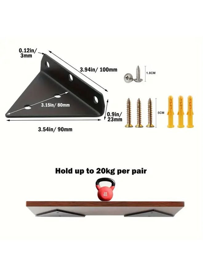 4 Pack Black Heavy Duty Metal Floating Shelf Brackets 4x3 2 Inch - Image 4