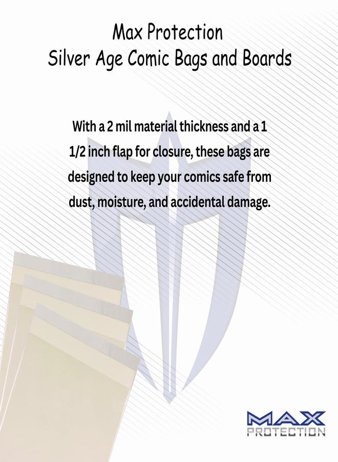 Max Protection Premium Silver Age Comic Book Bags - Archival Safe Comic Book Storage - Crystal Clear 2 mil Polypropylene - 7 1/8 x 10 1/2 with 1 1/2 inch Flap (100 Bags) - Image 4