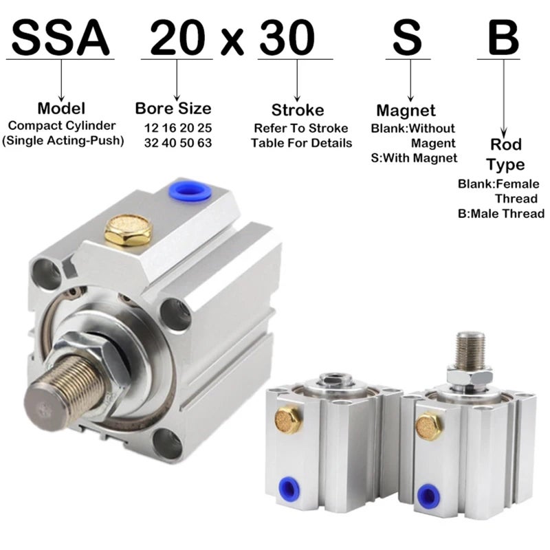 SSA50 Pneumatic Cylinder Single Acting Stroke 50mm Bore 50 mm Extrusion - Image 3