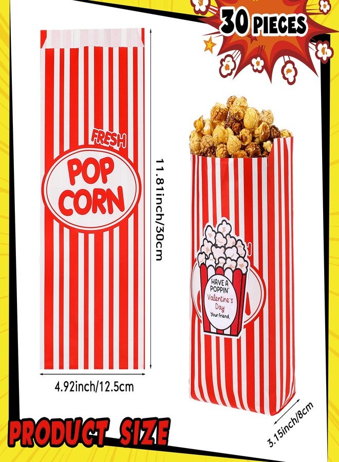 Kolldenn 30 Set Valentines Gifts Stickers Paper Popcorn Bags Set Popcorn Valentine‘s Day Party Favor Bags Funny Popcorn Wrapping Stickers for Women Men - Image 3