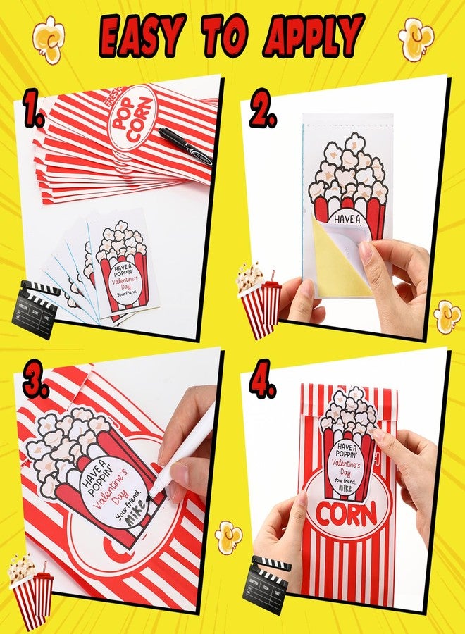 Kolldenn 30 Set Valentines Gifts Stickers Paper Popcorn Bags Set Popcorn Valentine‘s Day Party Favor Bags Funny Popcorn Wrapping Stickers for Women Men - Image 4