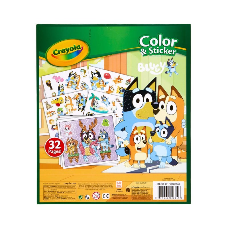 Crayola - Bluey Color & Sticker Activity Book | Colouring pages and stickers feature your child's favorite characters | A great gift for girls and boys who love the Bluey the Dog | Pair it with Bluey Toys for a great bundled gift idea | Ideal for Ages 3+ up - Image 1