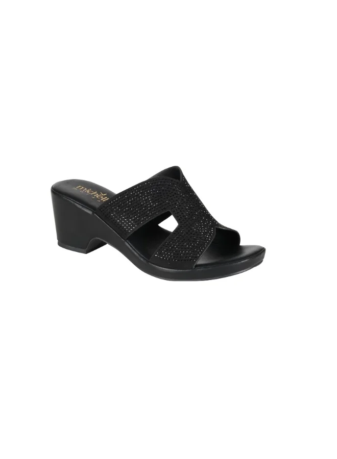 Michelle Morgan Black 092-2947 Michelle Morgan Ladies Block Heels Sandals4RC121 Black for Women | Best Price UAE