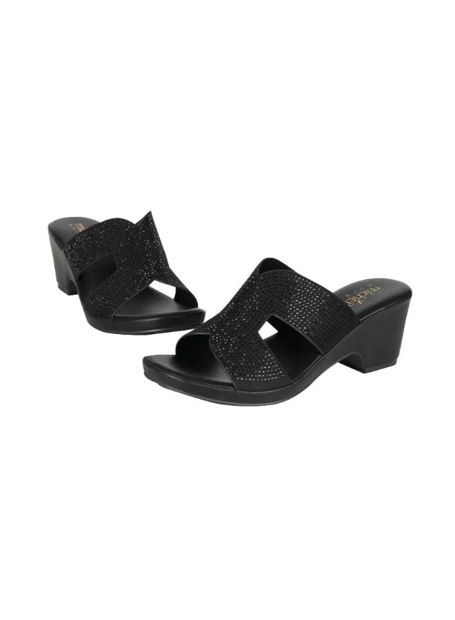 Michelle Morgan Black 092-2947 Michelle Morgan Ladies Block Heels Sandals4RC121 Black for Women | Best Price UAE