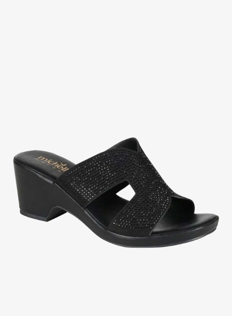 Michelle Morgan Black 092-2947 Michelle Morgan Ladies Block Heels Sandals4RC121 Black for Women | Best Price UAE