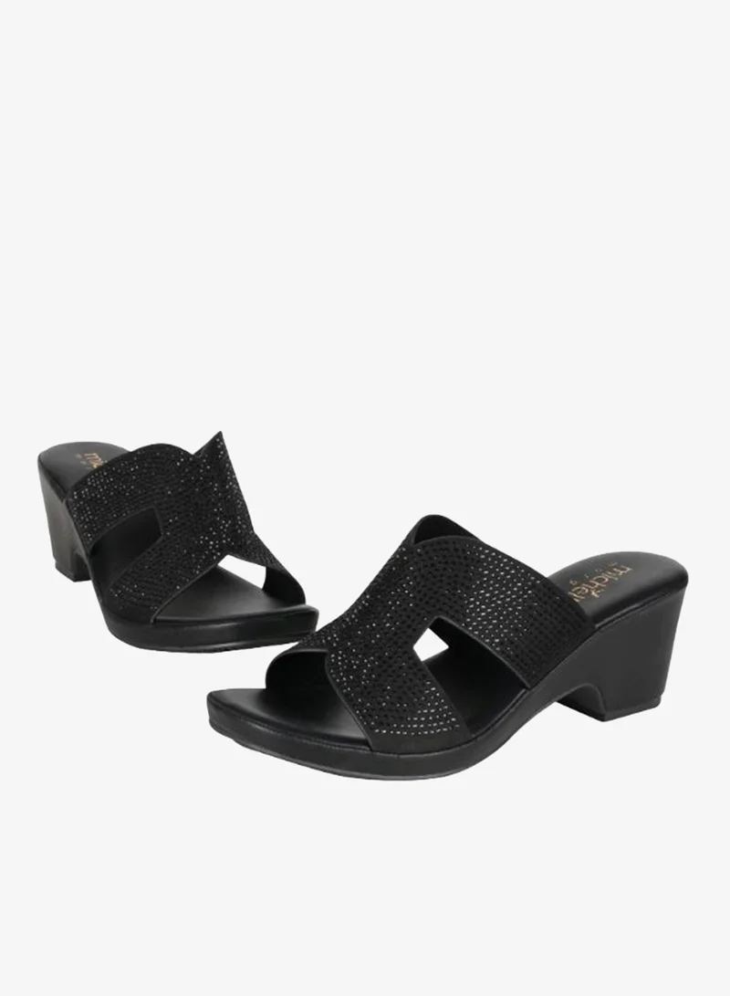 Michelle Morgan Black 092-2947 Michelle Morgan Ladies Block Heels Sandals4RC121 Black for Women | Best Price UAE