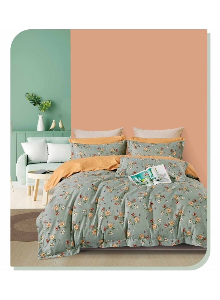 Single Size 4-Piece Cotton Bed Set – Duvet Cover 160x210 cm, Fitted Sheet 120x200+25 cm & 2 Pillow Covers – Soft Comfortable Bedding