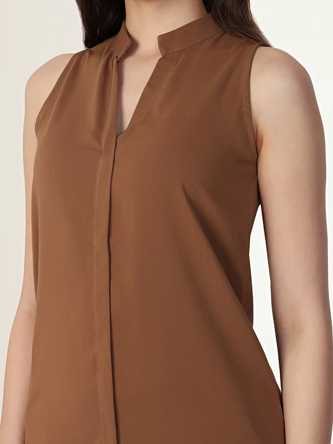 Mish Brown Sleeveless Top