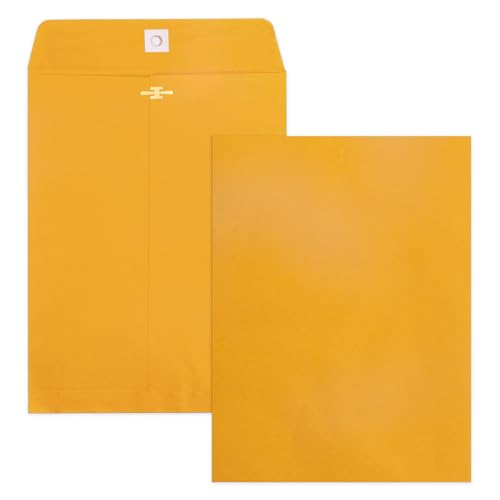 Goefun 20 Pack Clasp Envelopes 9 x 12, 100 GSM Heavy Paper, Goefun Large Yellow Manilla Envelopes 9 x 12 with Clasp Closure and Gummed Seal - Image 1
