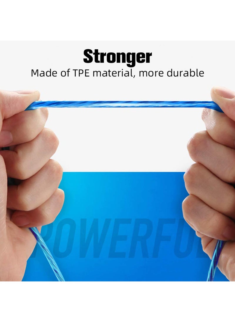 erorex - Multi USB Cable 3 in 1, Blue Led Flowing Charging Cable Shining, Glow in The Dark USB Car Charger Cable, Visible Light Up Led Charger, for iOS Phone Android USB Type C Cable (1.2m) - Image 1