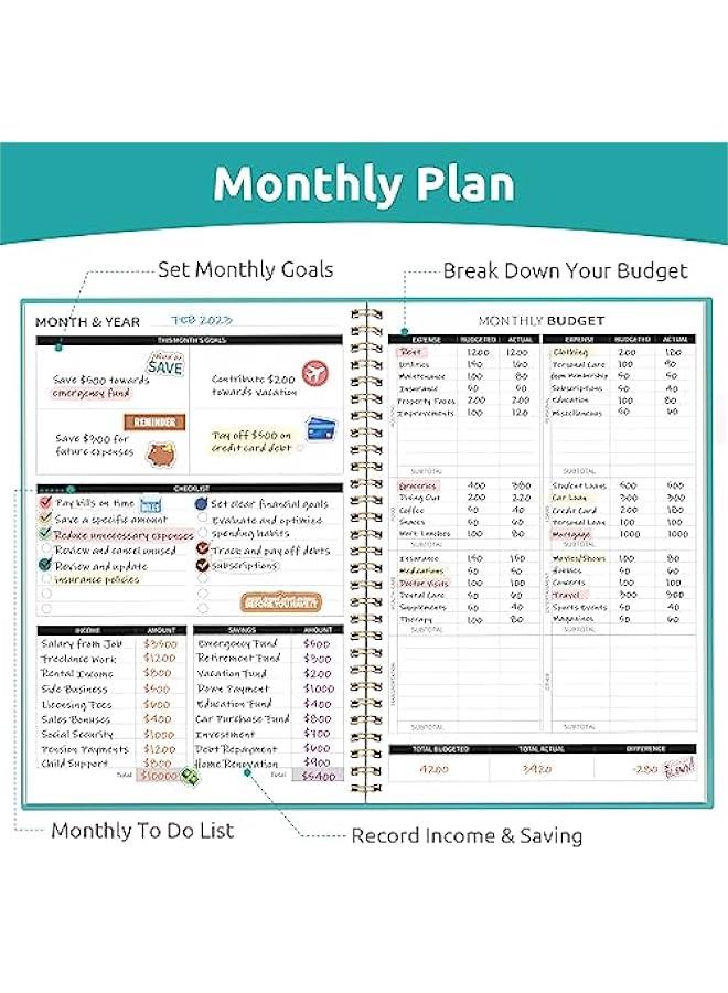 Arabest Budget Planner - Monthly Budget Book with Expense Tracker Notebook, Undated Bill Organizer & Finance Planner to Take Control of Your Money, 2024-2025 Account Book to Manage Your Finances-Blue - Image 3
