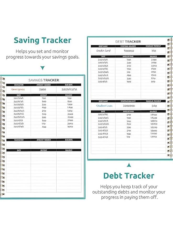 Arabest Budget Planner - Monthly Budget Book with Expense Tracker Notebook, Undated Bill Organizer & Finance Planner to Take Control of Your Money, 2024-2025 Account Book to Manage Your Finances-Blue - Image 5